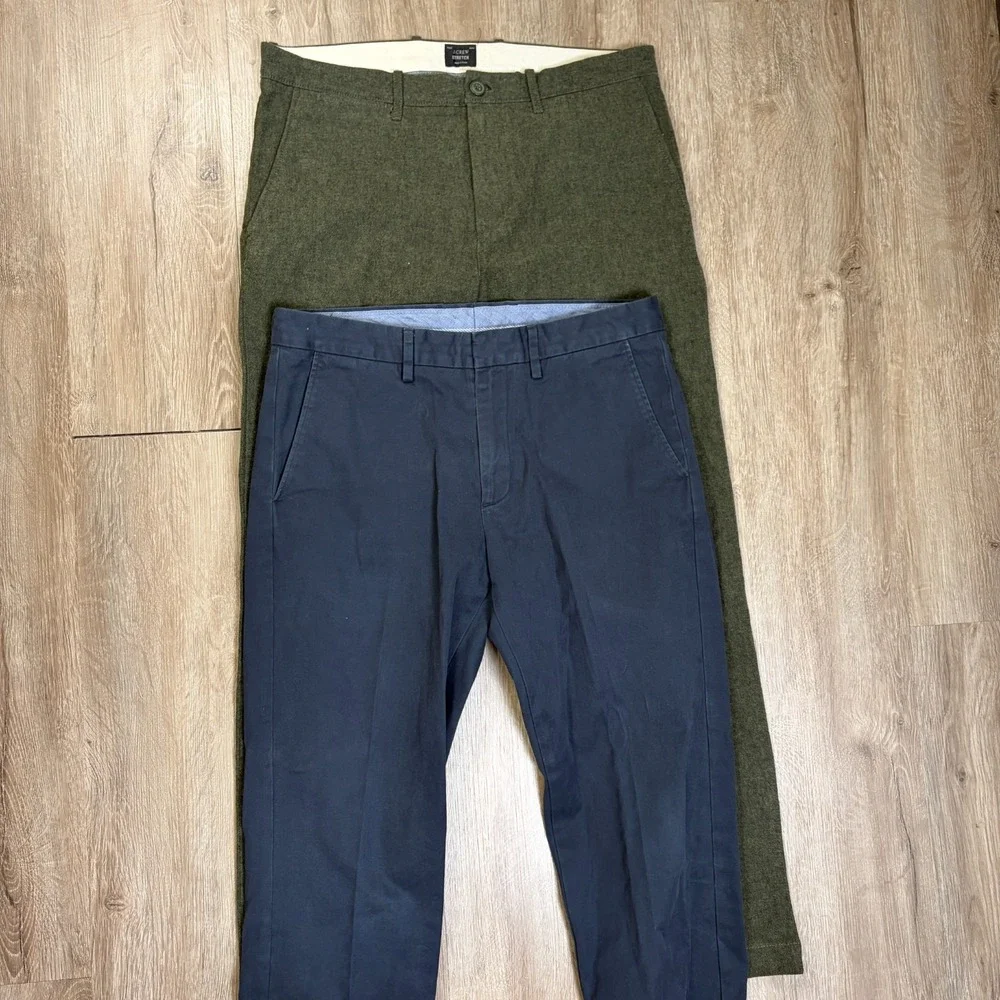 Lot of J Crew Mens Pants 32x32 (32x31) Green Blue 484 Slim Tapered